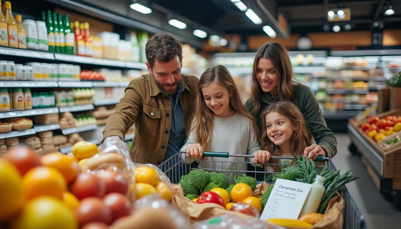 Budget de courses pour une famille de 4 personnes : guide et astuces