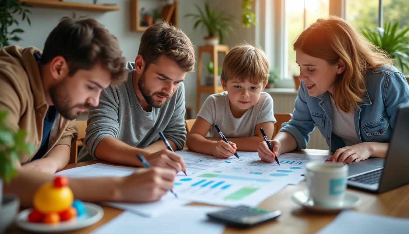 Illustration: Présentation d’un exemple de budget pour une famille de 4 personnes : tableau détaillé