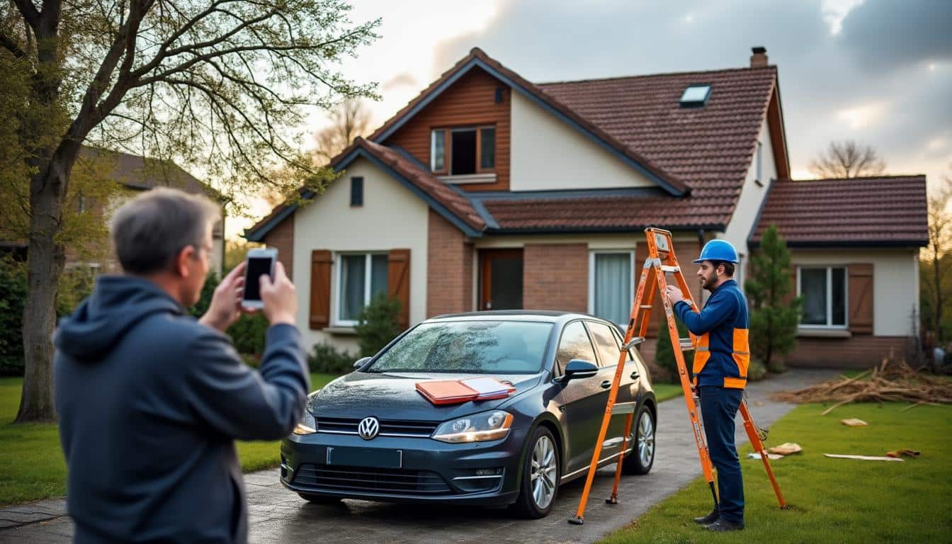 Illustration: Les premières démarches à effectuer après un sinistre d’habitation lié à une tempête et à la réparation de toiture